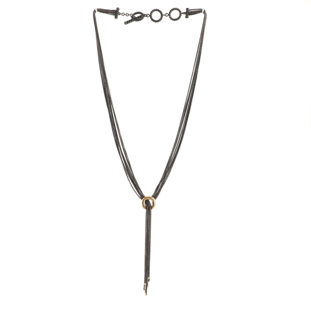 David Yurman Lariat Sterling Silver Necklace with 14k Yellow Gold Accent
